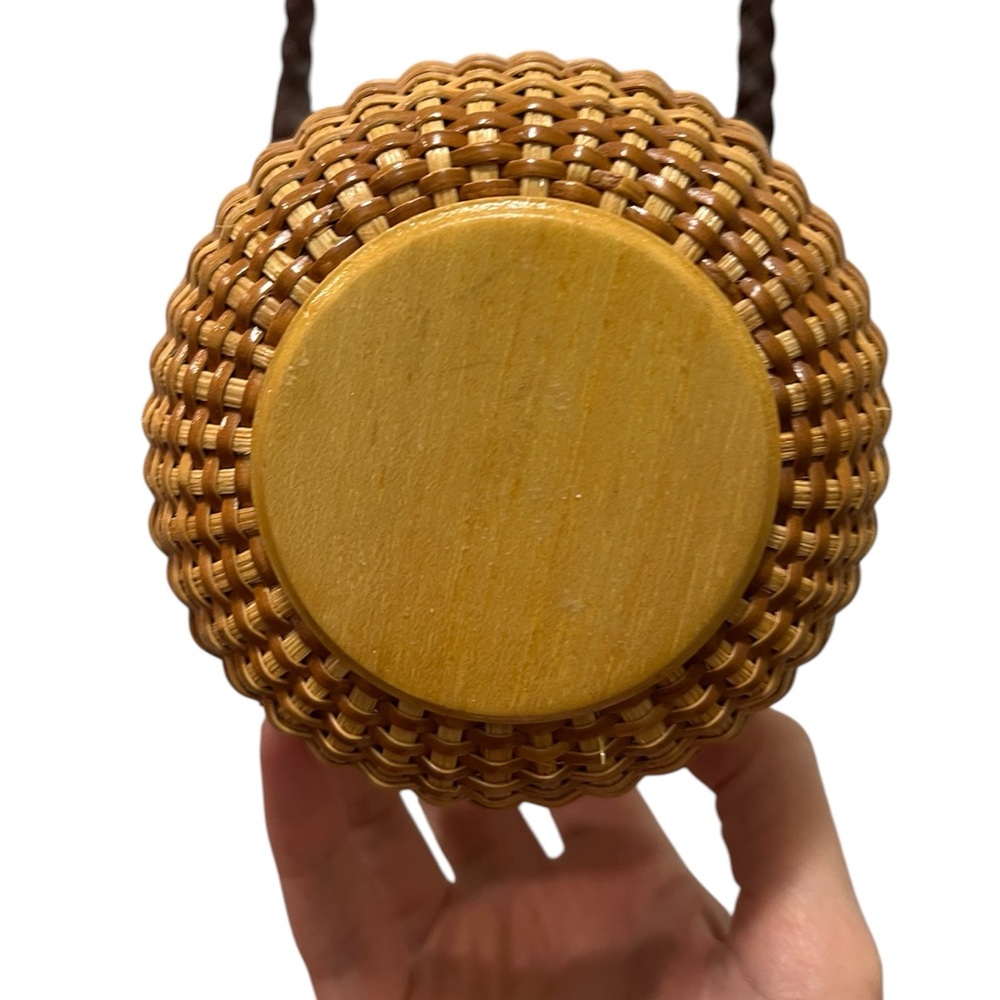 Woven Cylindrical Crossbody Bag in Tan - Picture 5 of 8